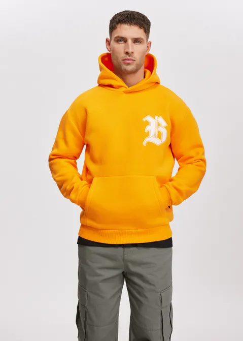 Hoodie met print NY oranje (ORA)