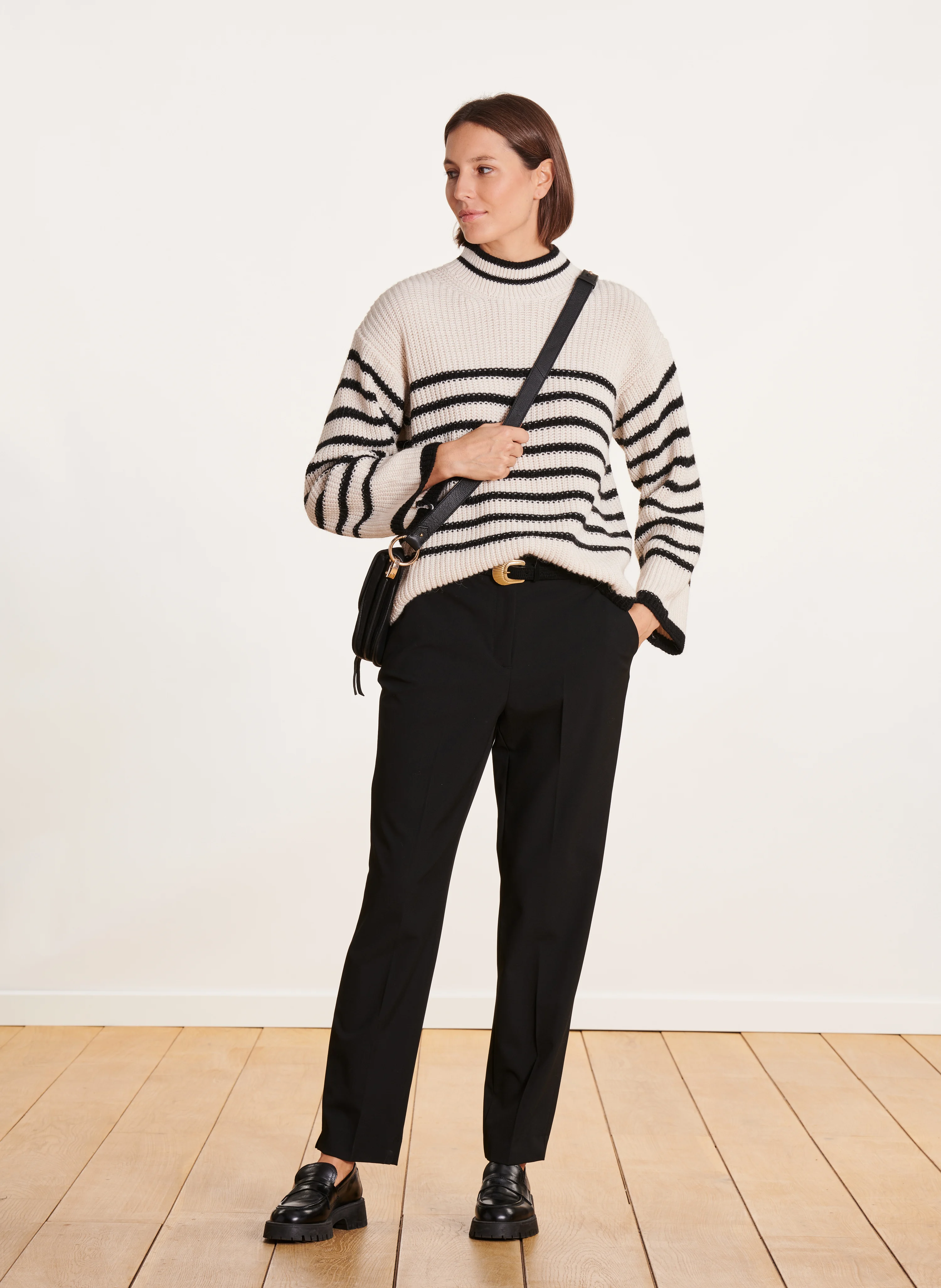 Pantalon cigarette coupe droite | Noir