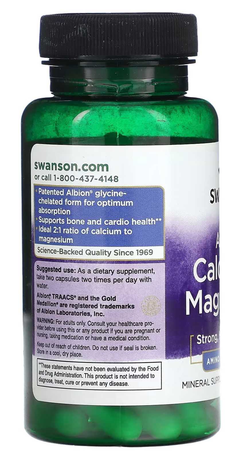 Swanson Albion Cálcio e Magnésio Quelatados - 60 Cápsulas