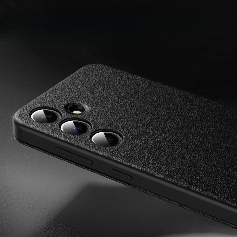 Samsung Galaxy A56 Leder Hülle Small Window View Flip Case Litchi Look - Schwarz
