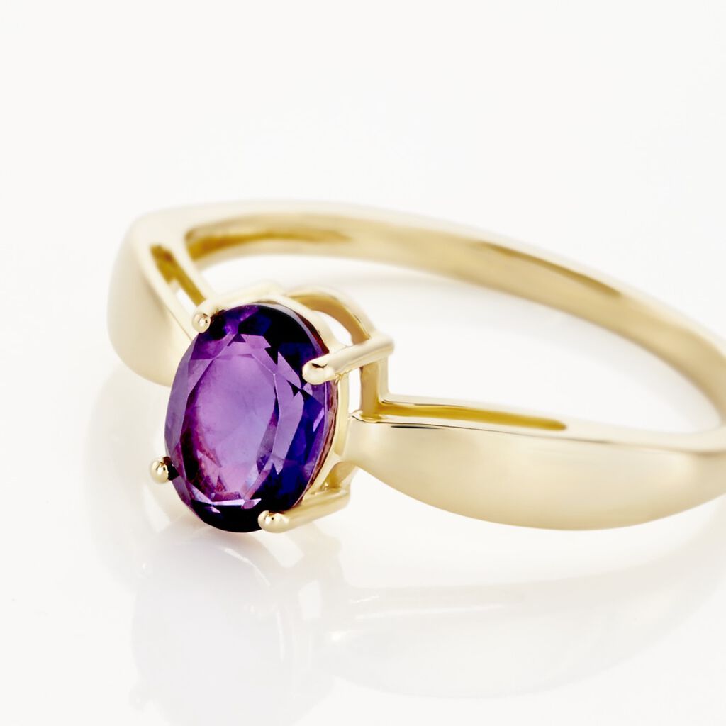 Bague Solitaire Arzula Or Jaune Amethyste