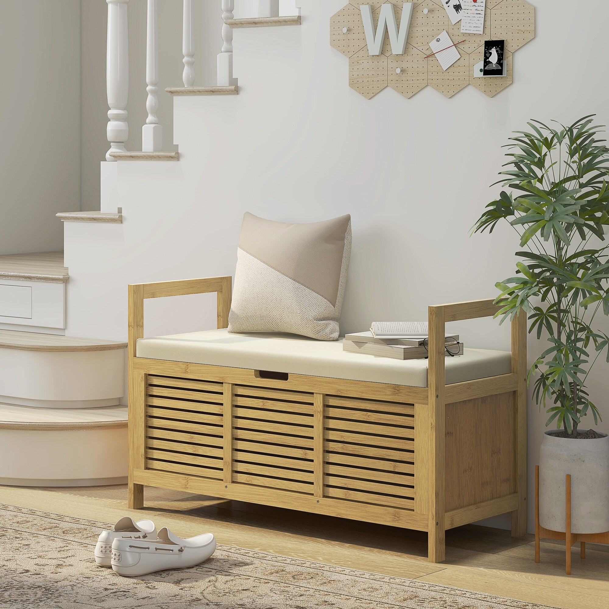 HOMCOM Schuhregal mit Stauraum natur 100L x 40B x 60Hcm
