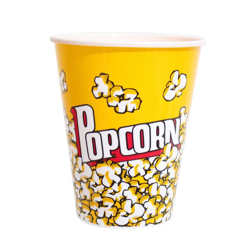 (3er Set) 2l Mehrweg Popcorn Eimer Retro Kino Becher Süssigkeiten Box Candy Bucket für Party / Filmeabend - Gelb