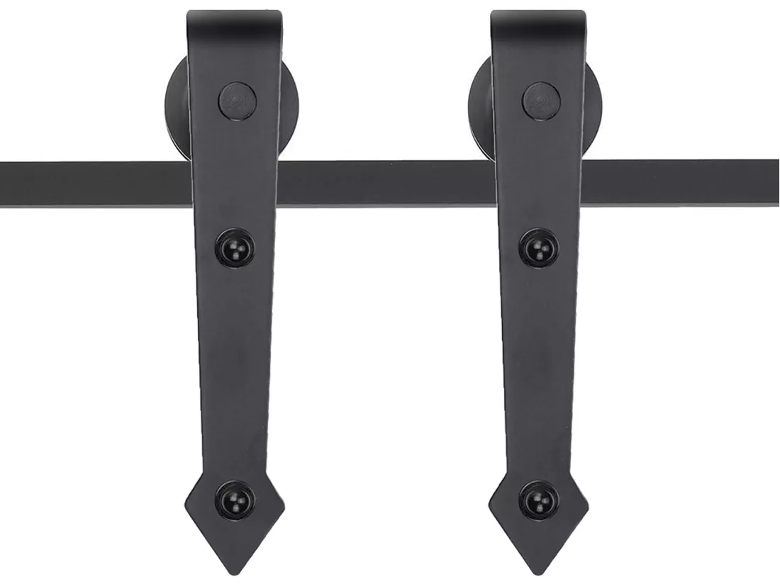 HOMCOM Kit de porte coulissante système galandage pour porte épaisseur 35-45 mm largeur max. 1 m charge max. 100 Kg acier brun foncé