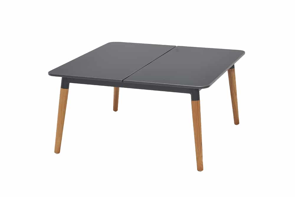 Outdoor Beistelltisch IPANEMA 80cm anthrazit Aluminium Teakholz wetterfest Gartentisch