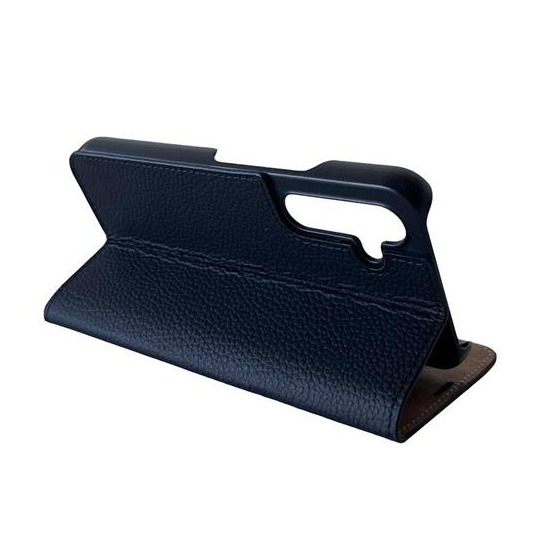Samsung Galaxy S23 FE Echtleder Book Case Tasche Flip Cover Hand Made (MARCS23FE-M01) - Schwarz