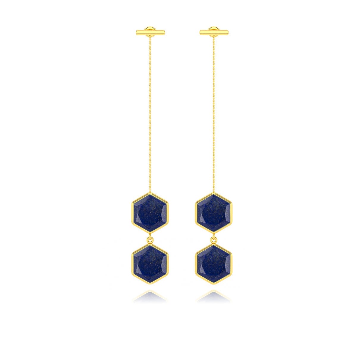 Boucles d'Oreilles Lapis-Lazuli en Argent 925 Doré à l'Or Fin | Aden Boutique