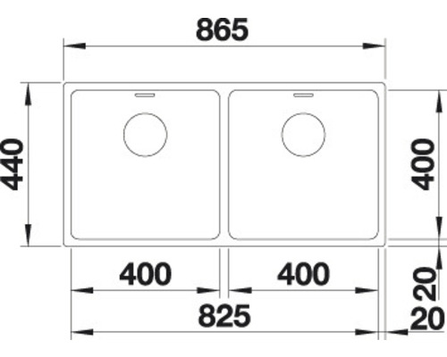 Blanco ANDANO 400/400-U spoelbak, 865 x 440 mm, roestvrij staal, 522987