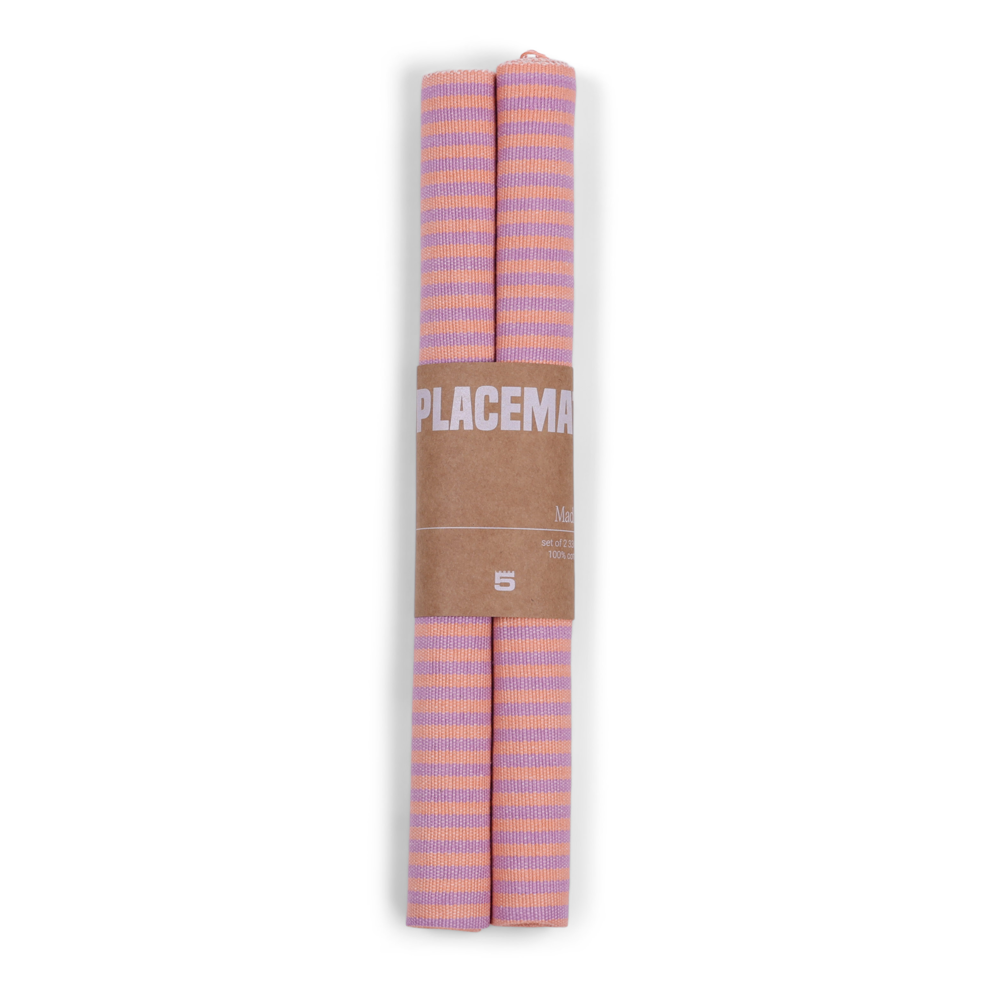 Placemat Maddy pink orange stripe - set van 2