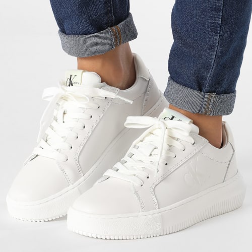 Baskets Femme Chunky Cupsole Laceup Leather 1202 Bright White Creamy White