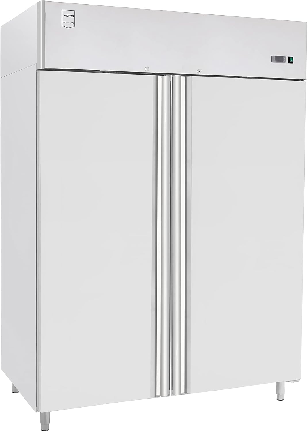 METRO Professional Armoire Réfrigérée Négative GFR1400, 131,4 x 80,5 x 206,5 cm, 940 L, Froid Ventilé, 980 W, avec Serrure, argenté, Frigo, Congélateur, 2 portes, Side by Side