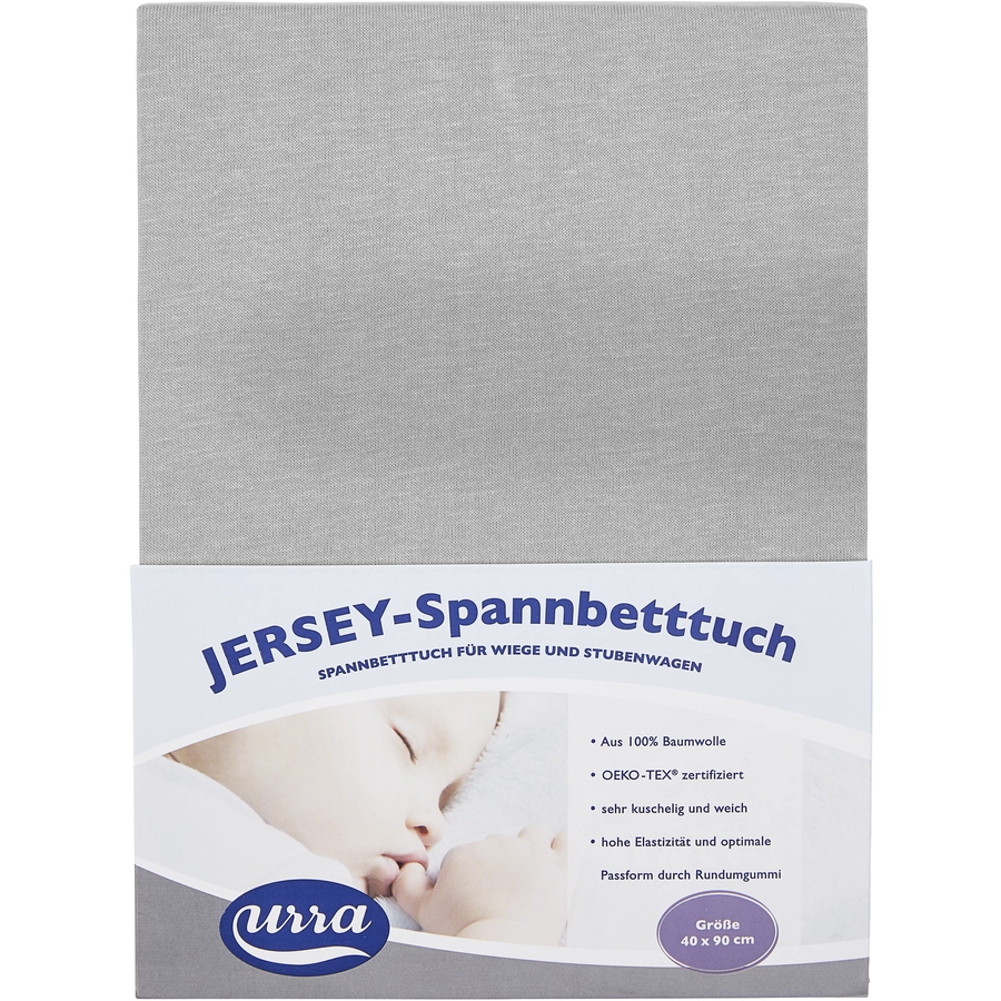 urra Jersey Spannbettlaken 40 x 90 cm grau