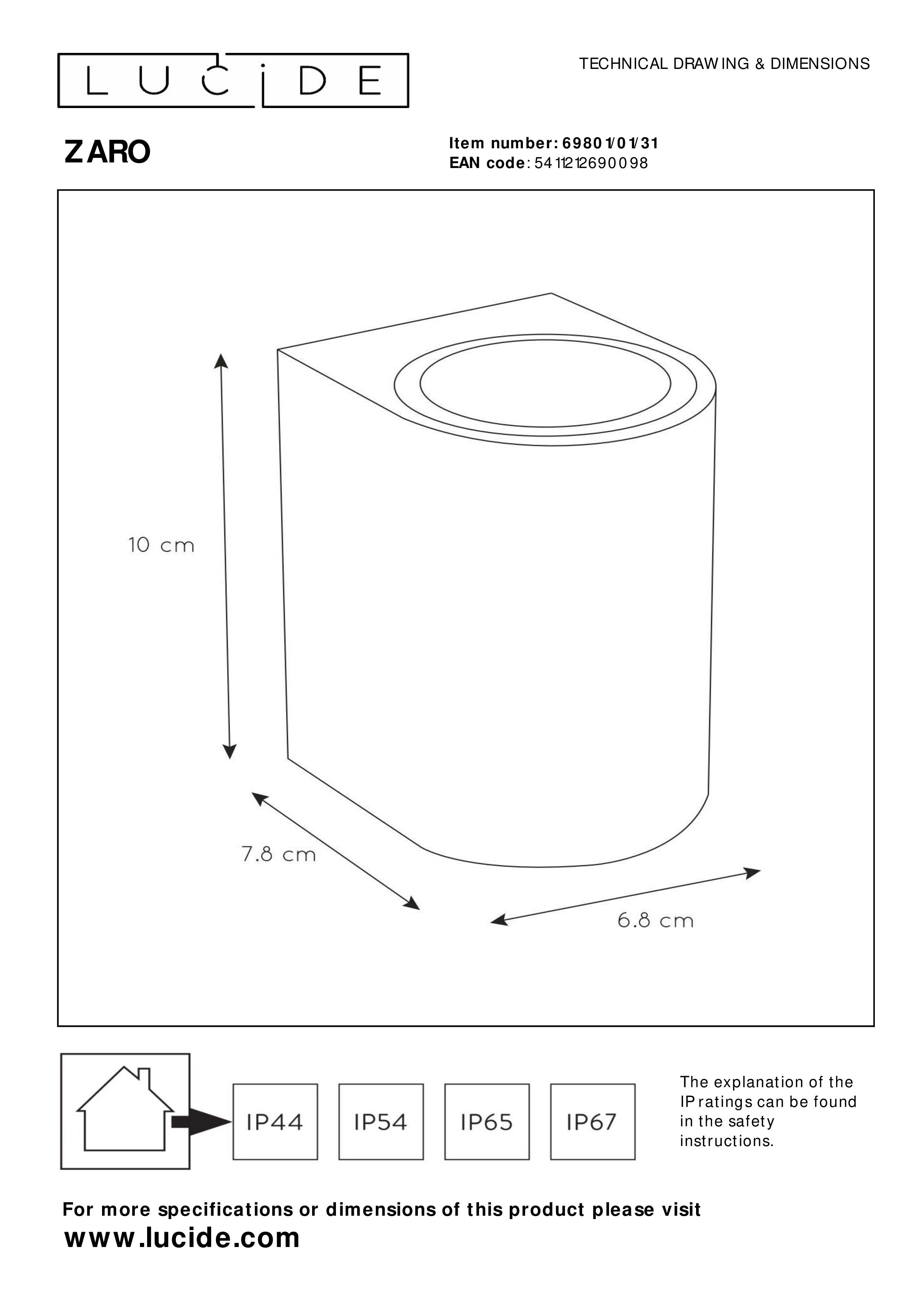 Zaro 1 wandlamp buiten IP44 rond wit