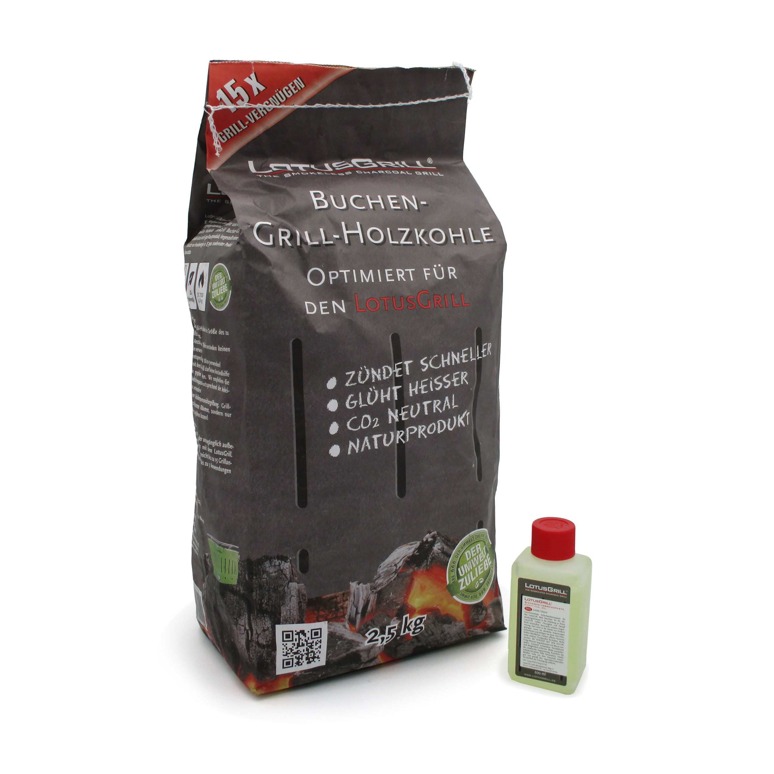 Holzkohle 2,5kg   Brennpaste 200ml