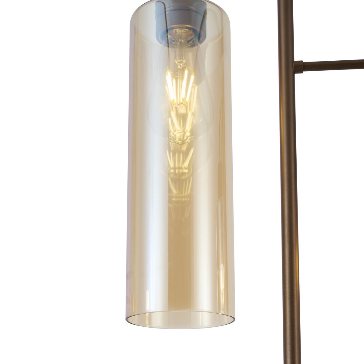 Hotel Chique vloerlamp donker brons met amber glas 2-lichts - Stavelot