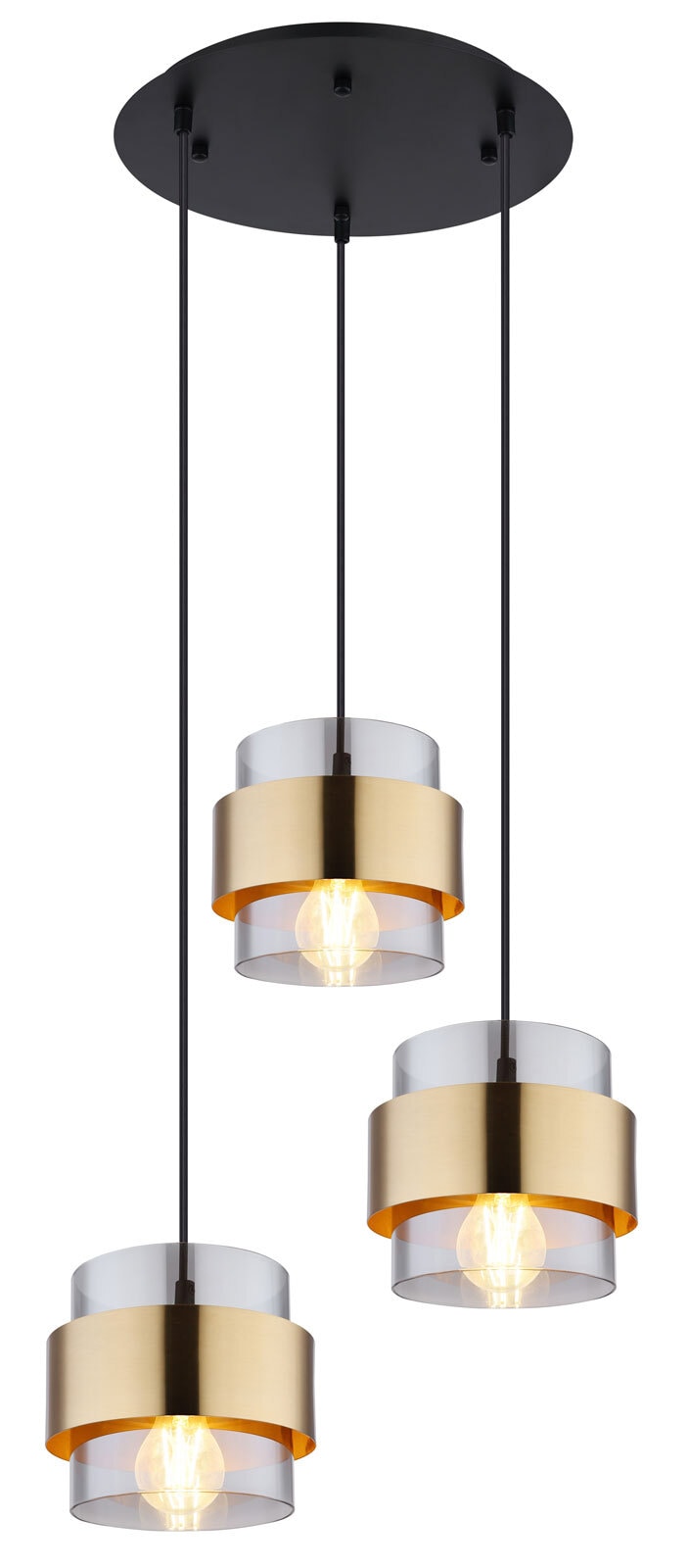 MILLEY Pendellampe goldfarben, schwarz 1, D/H: 45 x 120 cm, Glas, Metall