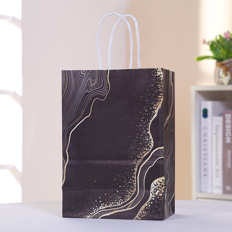 (10er Set) 21x15cm Kraftpapier Tüten Geschenktasche Candy Gift Bags Papiertüten im Marble Marmor Design - Bunt