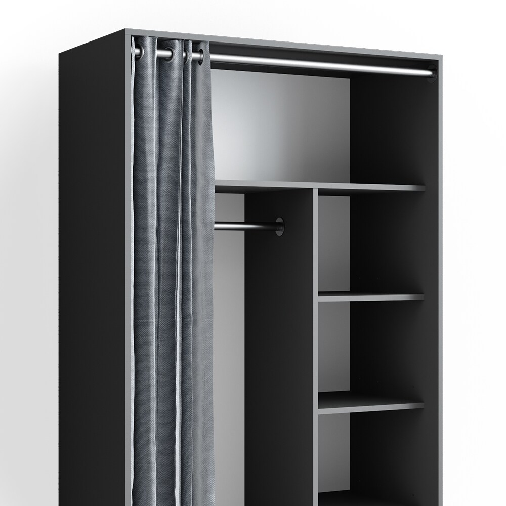 Vicco mobiler Kleiderschrank Dielenschrank Garderobe Doros Grau 100 x 168 cm offen rollbar