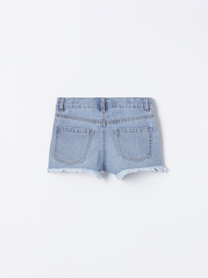 Shorts jeans rasgados - Azul claro