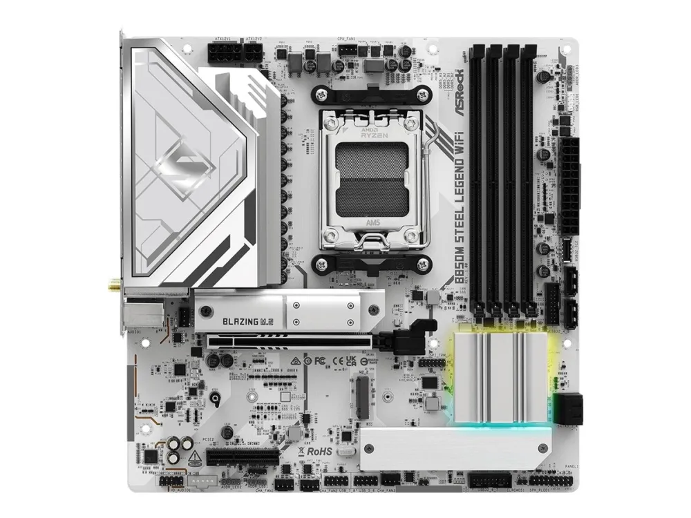 ASRock B850M STEEL LEGEND WIFI - Bundkort - micro ATX - Socket AM5 - AMD B850 Chipset - USB 3.2 Gen 2, USB-C 3.2 Gen2, USB 3.2 Gen 1 - 2.5 Gigabit LAN, Wi-Fi 7, Bluetooth - onboard grafik (CPU påkrævet) - HD Audio (8-kanaler)