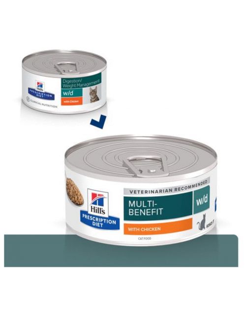 Hill's Prescription Diet W\/D Digestive\/Weight Management Blik - Kattenvoer - Kip 156 g