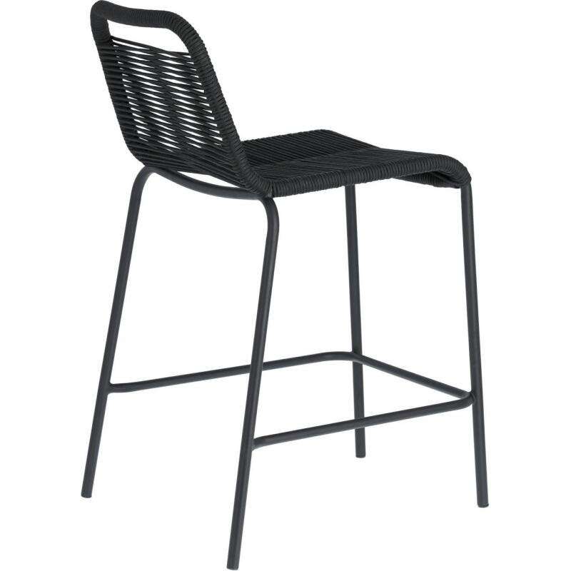 Tabouret Lambton - corde - pieds en acier H 62 cm