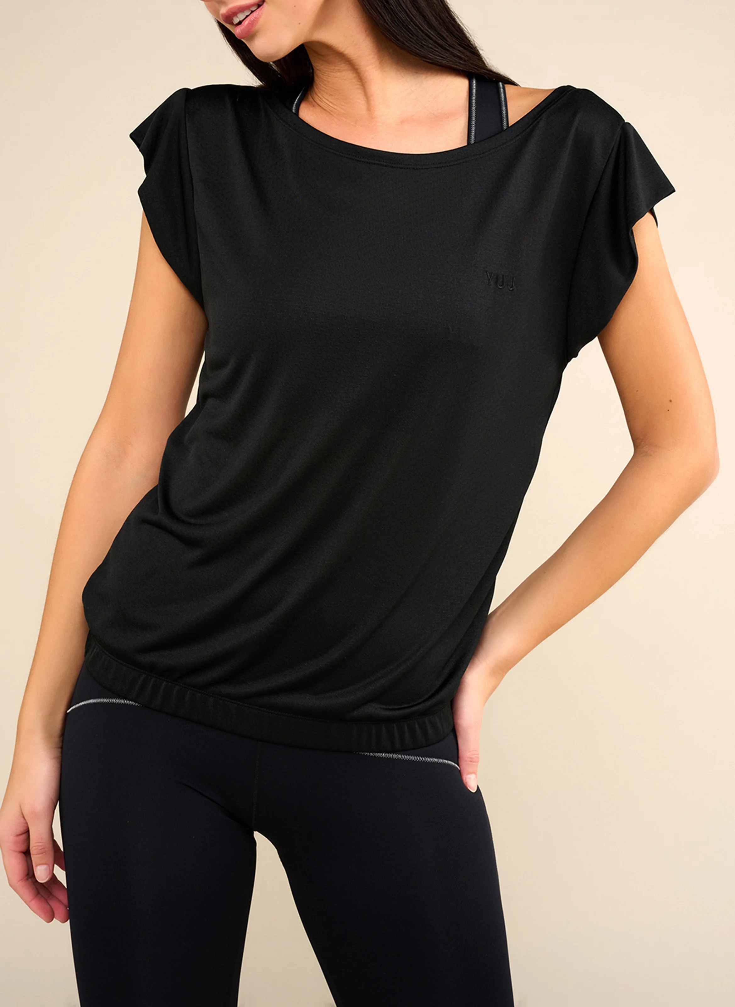 SOFTEE - Tee-shirt col bateau droit | Noir