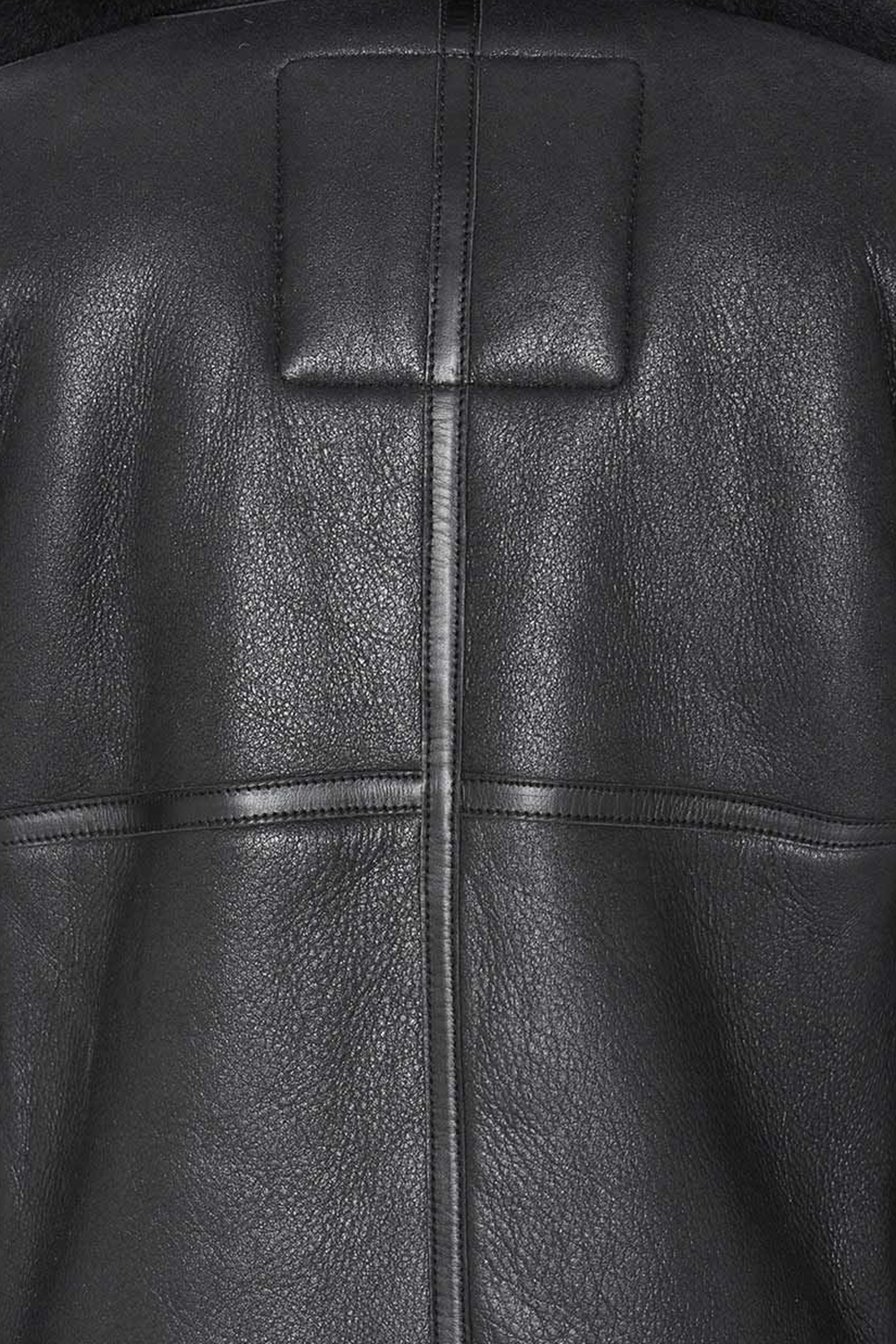 SCHOTT Bombardier col montant en peau retournée mouton Noir