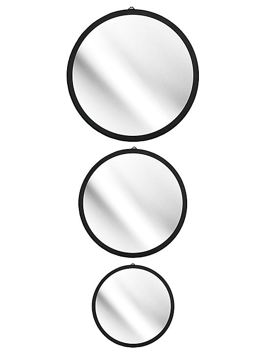 3 miroirs ronds noir Ø30, Ø20, Ø15 cm