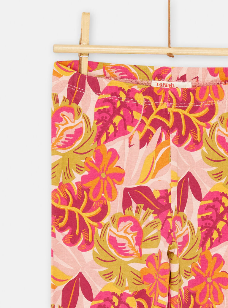 Legging rose et orange à imprimé exotique