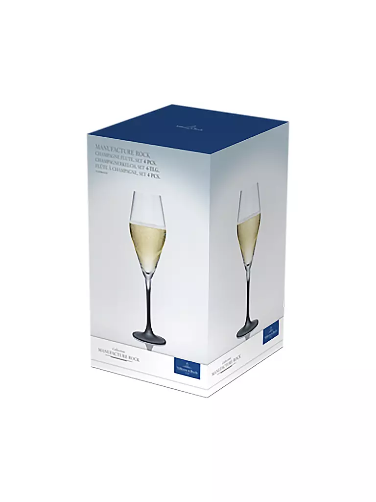 VILLEROY & BOCH Sektglas 4er Set Manufacture Rock 260 ml schwarz