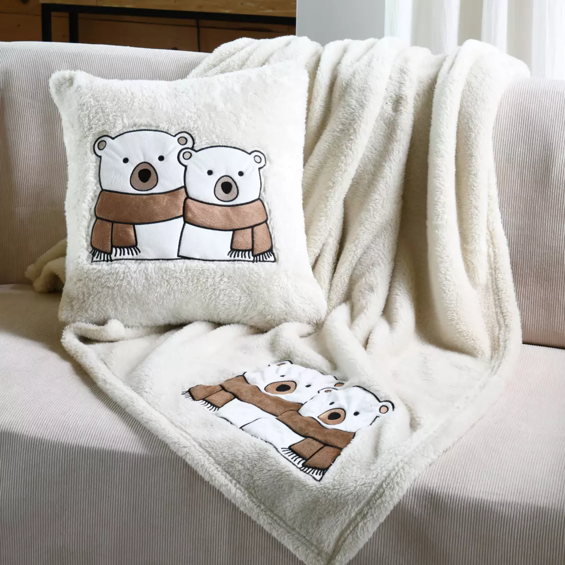 Plaid de Noël (150 cm) Douillet Ecru