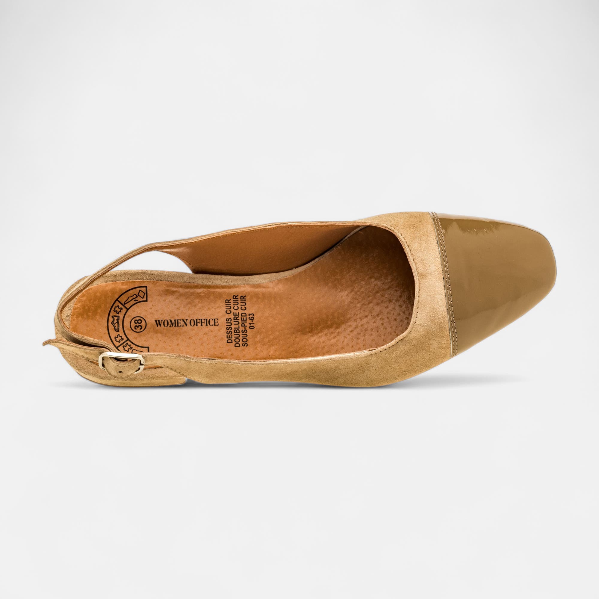 Escarpins avec bride arrière Femme en cuir beige