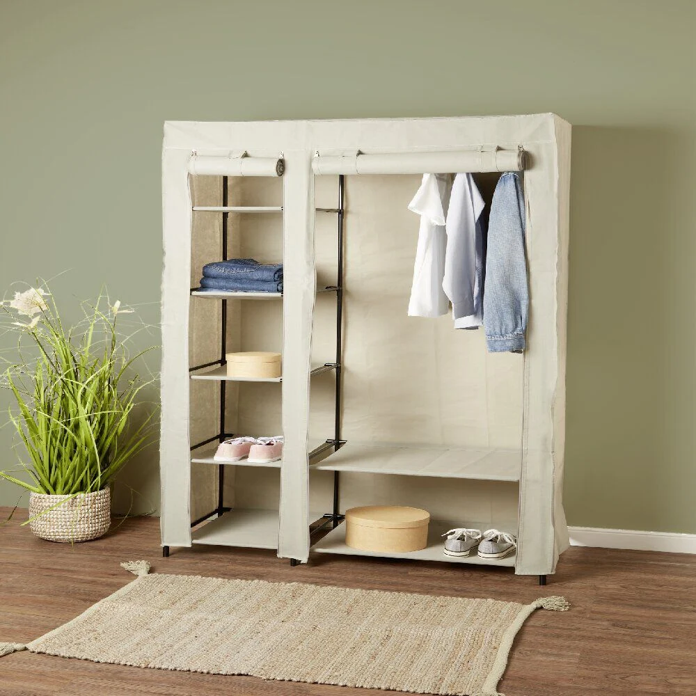 Armoire textile avec 7 étagères et portant 100x45x174cm