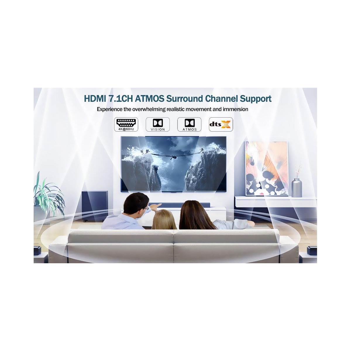 NÖRDIC HDMI Extractor 4K60Hz HDMI til HDMI + Optisk Toslink + Koaksial + 3,5 mm lyd + 7,1 CH HDMI-støtte for eARC / ARC HDR Dolby ATMOS