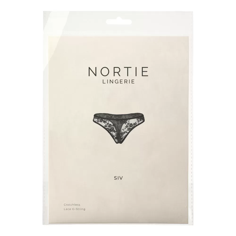 NORTIE Siv Bundløs Blonde G-Streng S/M - Sort