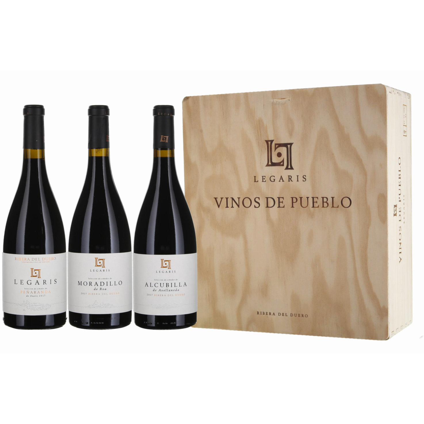 Geschenkbox 3x75cl Vinos de Pueblo Ribera del Duero DO Legaris -225cl