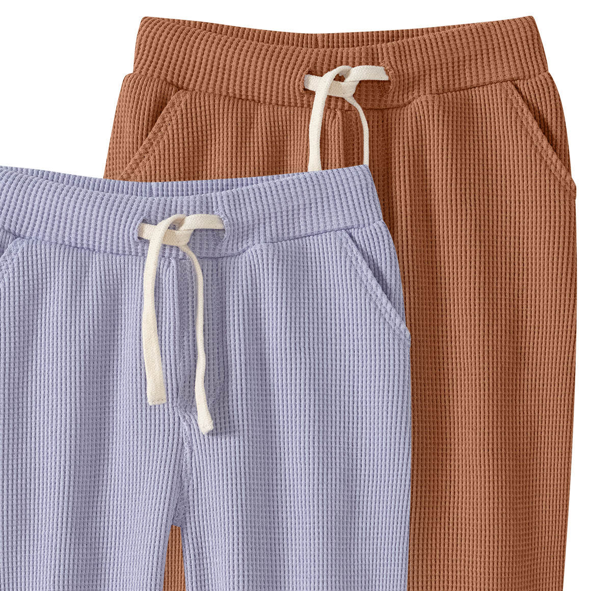 Topomini Pure Collection 2 Baby Jogginghosen aus Waffel-Piqué terracotta / hellblau