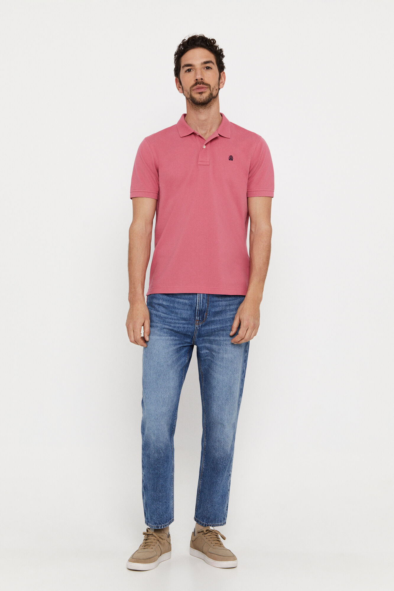Camisa polo com logotipo - Rosa
