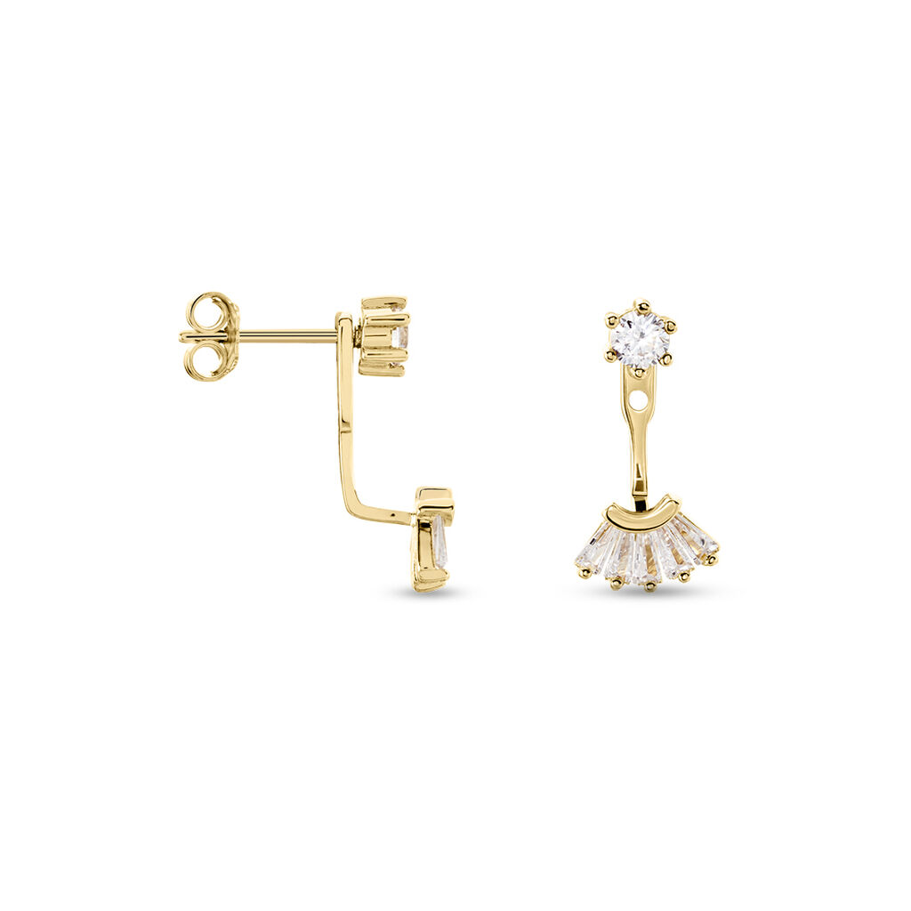 Bijoux D'oreilles Plaqué Or Jaune Allon Oxydes De Zirconium