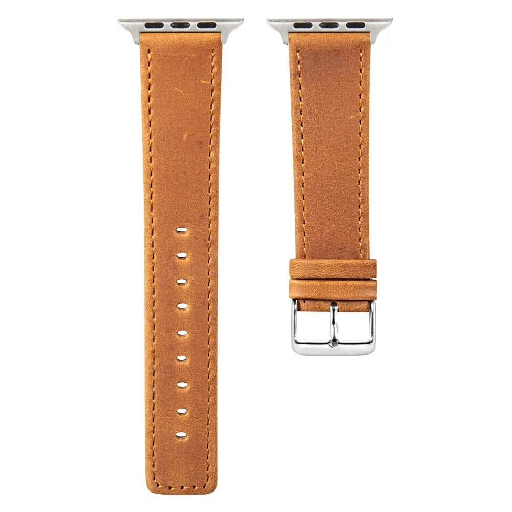Apple Watch (49/46/45/44 mm) Echtleder Retro Armband mit Dornschliesse (Gelenkumfang: 155-225mm) - Braun