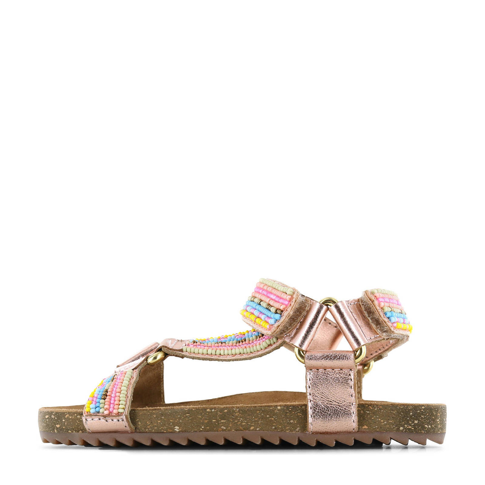 Shoesme leren sandalen met kraaltjes roze metallic