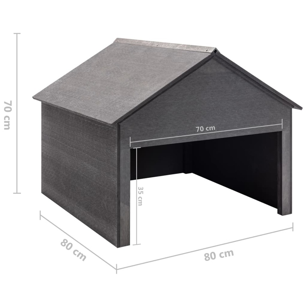 Garage pour tondeuse à gazon gris 80x80x70 cm wpc