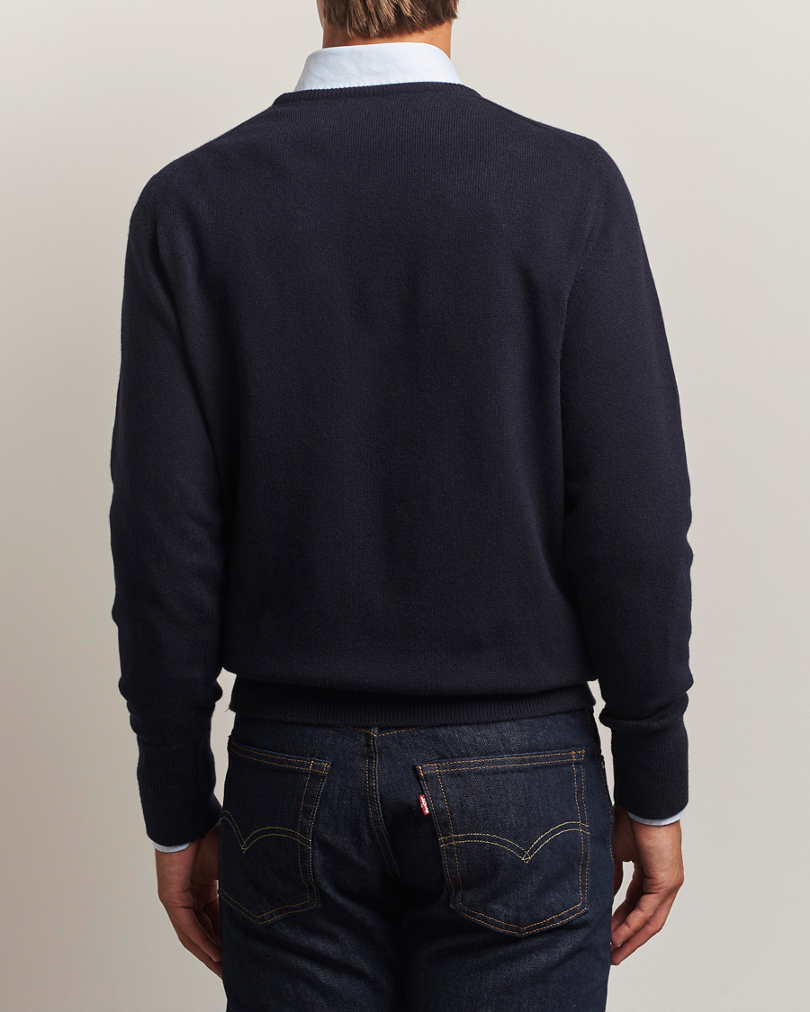 William Lockie Melrose Cashmere Crew Neck Dark Navy