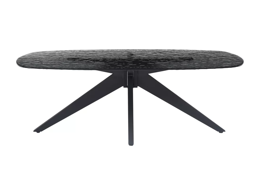 Table basse en verre trempé bullé et métal - Noir - LEGRIO de Maison Céphy