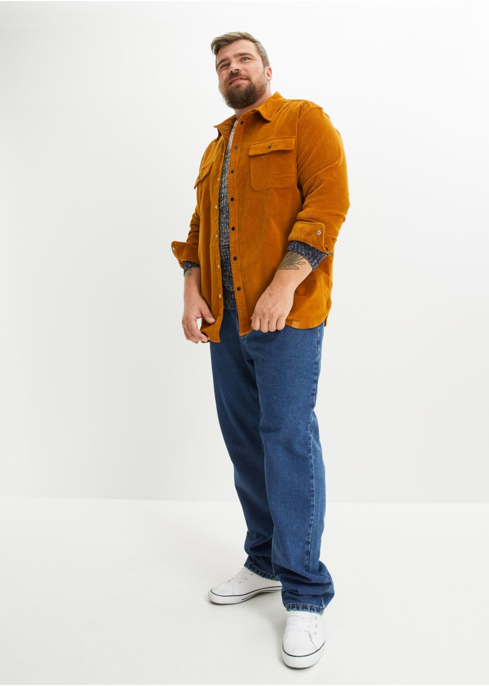 Chemise manches longues en velours côtelé, Loose Fit