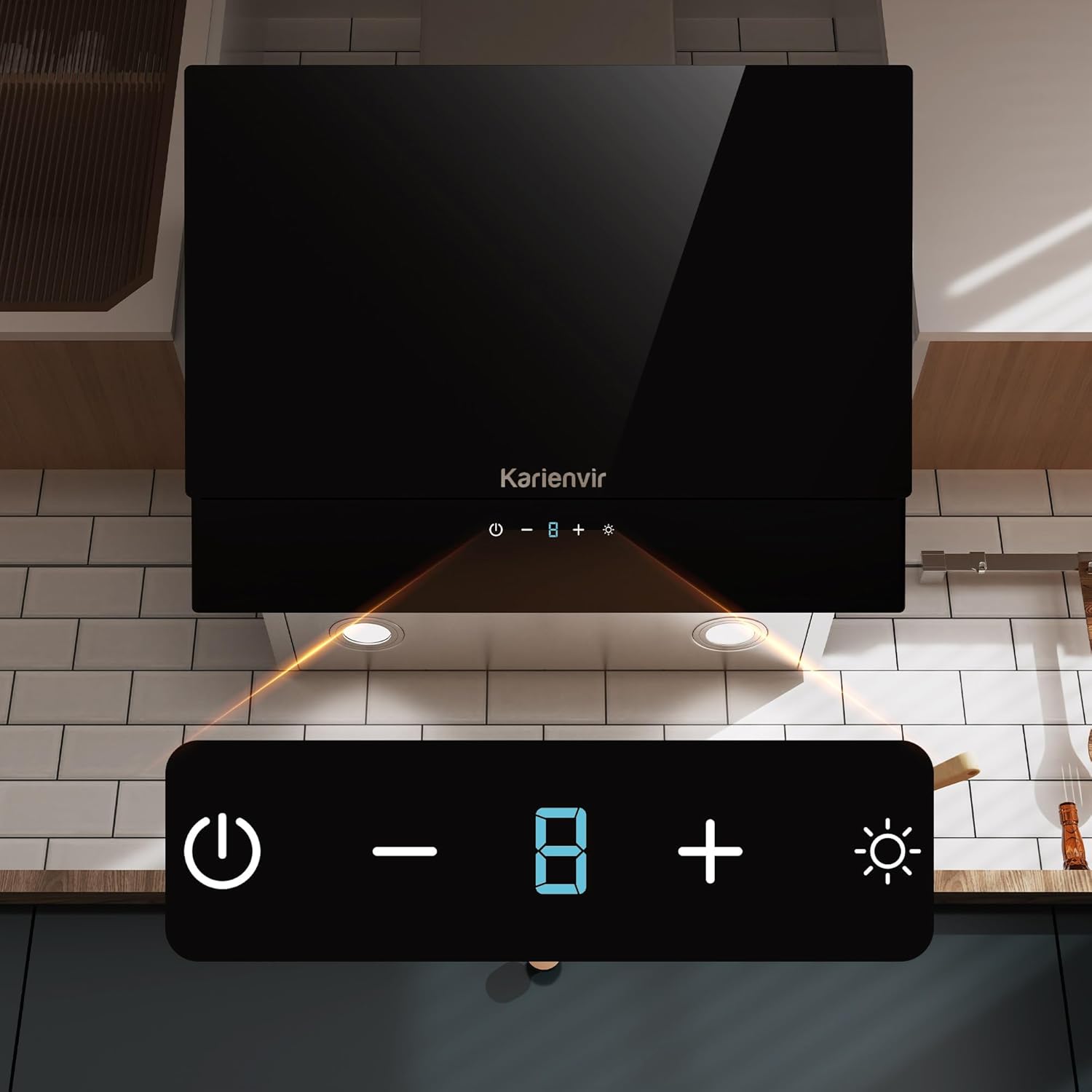 Dunstabzugshaube 60cm Seitenansaugung, 500m³/h Saugleistung, A++ Energieeffizienz, Edelstahl 430, 2x 1,5W LED-Beleuchtung, Touchpanel