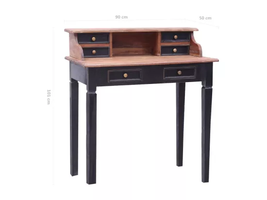Bureau d'écriture et tiroirs 90x50x101 cm bois massif d'acajou