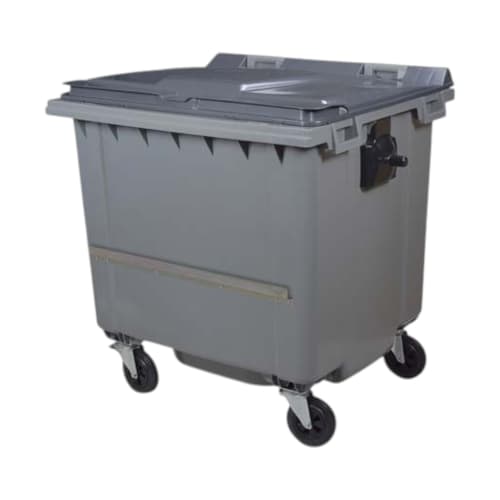 Conteneur 4 roues PEHD Korok avec barre ventrale 1000L gris/gris Rossignol