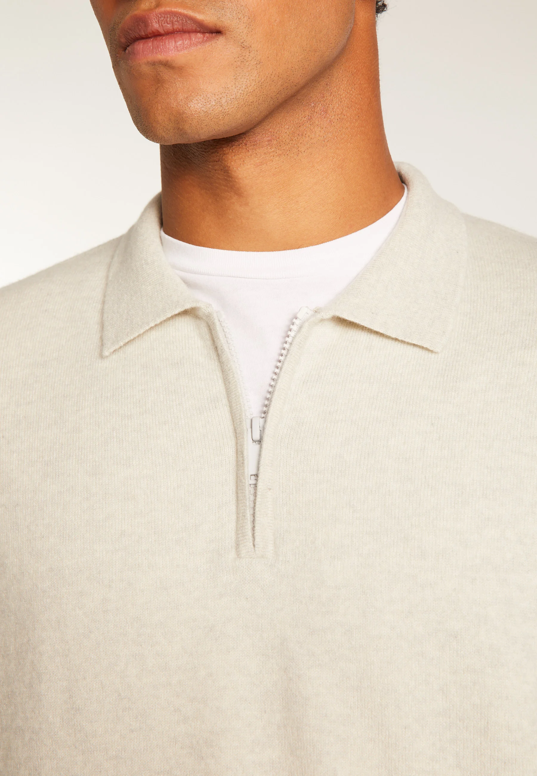 TAYLORAH24 - Polo col zippé en cachemire | Gris